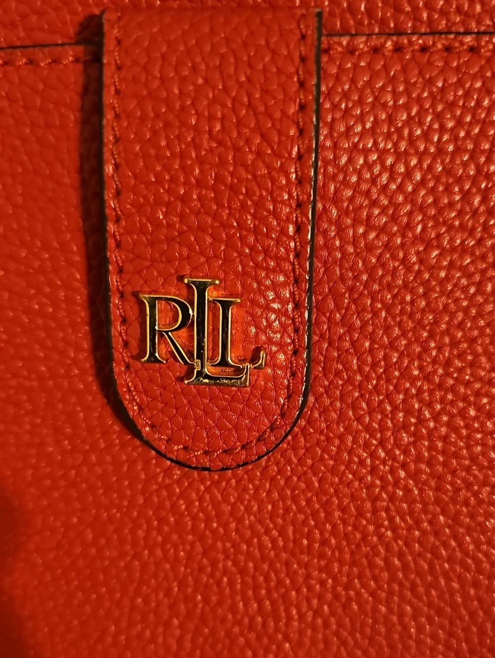 Ralph Lauren Red Pebbled Leather Crossbody Bag